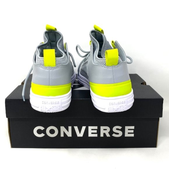 Converse Ctas Ultra OX All Star Mid  Gray Lime Leather Women’s Sneakers 172153C - Picture 9 of 10